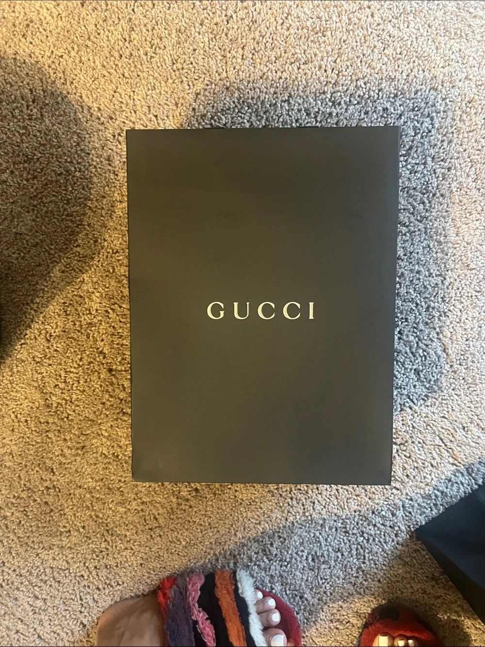 Gucci Black Branded Shopping Bags and Box